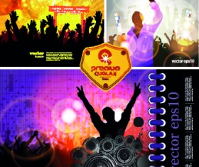 Party background with people silhouettes vector 05