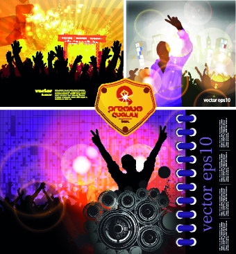 Party background with people silhouettes vector 05