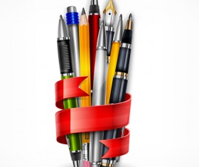 Colored pencils vector background set 02