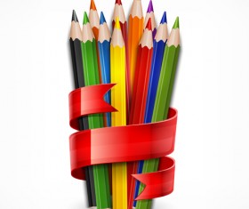 Colored pencils vector background set 04