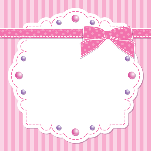 Pink style kid card designs vector 03