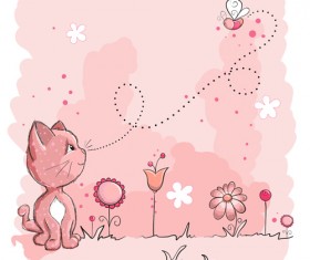 Pink style kid card designs vector 05