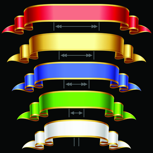 Colored ribbons design vector 01
