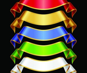Colored ribbons design vector 03