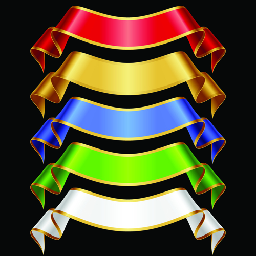 Colored ribbons design vector 03