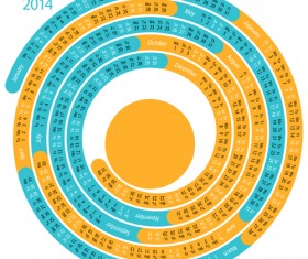 Creative round calendars 2014 vector 03