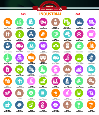 Set of Industrial icons vector 02