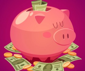 Vector Piggy bank design elements 03