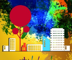 Urban landscape background vector 01