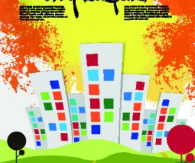 Urban landscape background vector 02