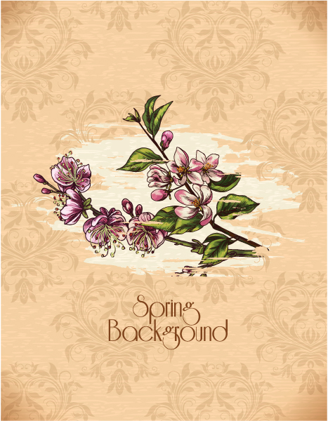Vintage Spring floral background 14