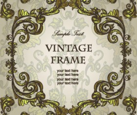 Gold floral ornament frame vector 03