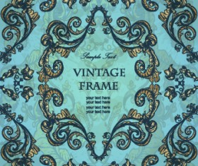 Gold floral ornament frame vector 04