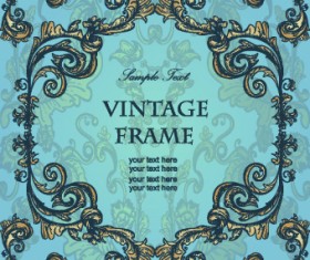 Gold floral ornament frame vector 05