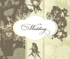 Vintage rose wedding Invitation cards vector 01