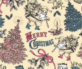 Vintage xmas elements vector 02