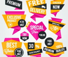 Yellow style sale labels vector 01