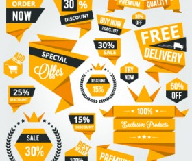 Yellow style sale labels vector 02