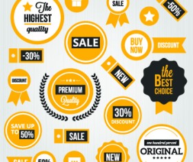 Yellow style sale labels vector 03