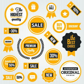 Yellow style sale labels vector 03