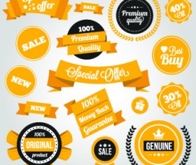 Yellow style sale labels vector 04