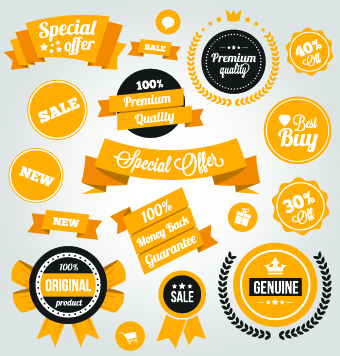 Yellow style sale labels vector 04