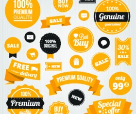 Yellow style sale labels vector 05