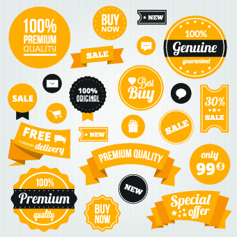Yellow style sale labels vector 05