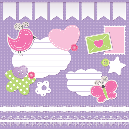 Cute baby backgrounds vector 01