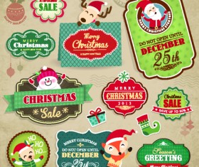 Vintage christmas elements and labels vector 01