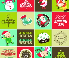Vintage christmas elements and labels vector 02
