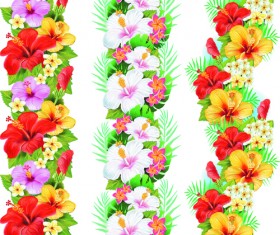 Flowers borders vector set 03