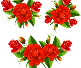 Colored flowers with dewdrop vector 01