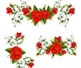 Colored flowers with dewdrop vector 02