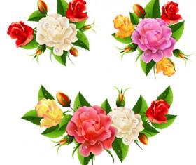 Colored flowers with dewdrop vector 04