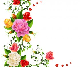 Colored flowers with dewdrop vector 05