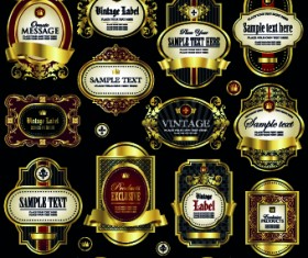 Gold framed labels vector 01