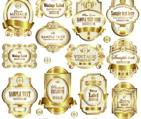 Gold framed labels vector 02