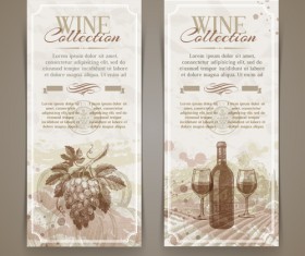 Retro grapes banner design vector 03