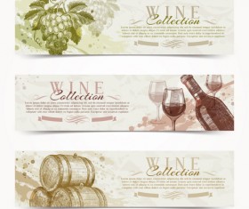 Retro grapes banner design vector 04