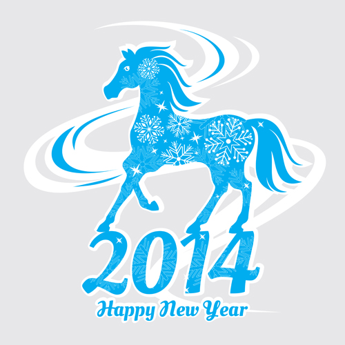 2014 Horse New Year design vecotr 02