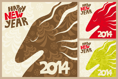 2014 Horse New Year design vecotr 04