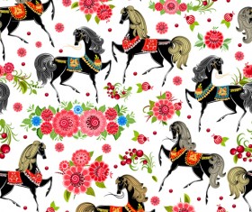 2014 Horses Seamless Patterns vector 01