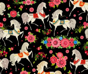 2014 Horses Seamless Patterns vector 02