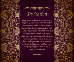 Retro floral invitation vector 01