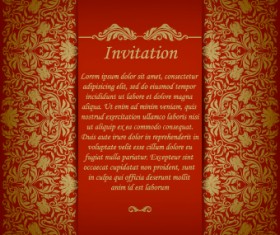 Retro floral invitation vector 02