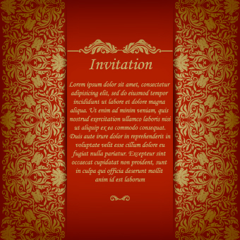 Retro floral invitation vector 02