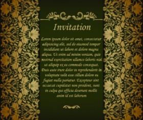 Retro floral invitation vector 03