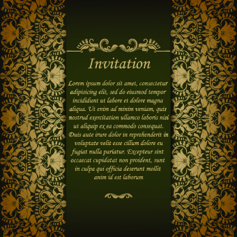 Retro floral invitation vector 03