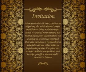 Retro floral invitation vector 04